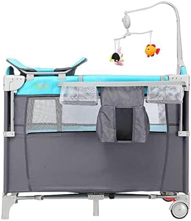 Hsikuml Baby Berk com altura ajustável, cama de bebê com centro de berçário dobrável, inclui prateleira de armazenamento e colchão de capacidade, compacto encaixa quase qualquer cama, berço portátil por 0-36 meses