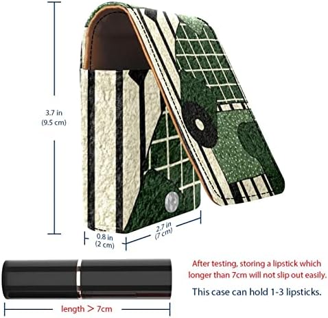 Caixa de batom oryuekan com espelho bolsa de maquiagem portátil fofa bolsa cosmética, padrão moderno verde retrô