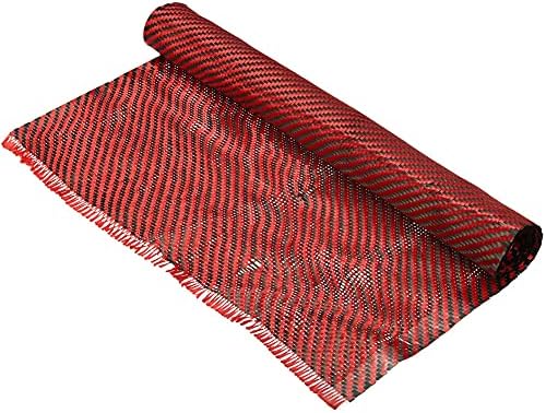 pano de tecido de fibra de carbono ihreesy, pano de tecelagem de sarja de fibra de carbono para mobiliários de equipamentos esportivos de estofamento DIY 34,2cm x 153cm, vermelho