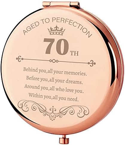 Aniversário Gaolziuy 70º Presente Compacto Espelho para Mulheres, Presentes de 70 anos Espelho portátil, Presentes para Melhor From