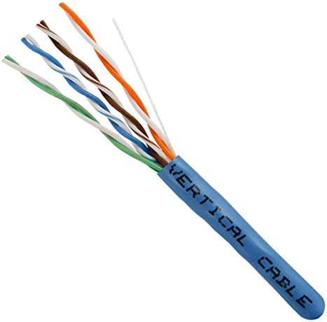 Cabo vertical Cat5E, 350 MHz, UTP, 24AWG, 8C Solid Bare Cobper, 1000 pés, cabo Ethernet a granel - 151 Série, azul