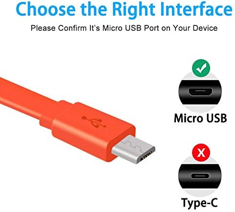 Substituição Micro USB Cable Flat Charging Power Compatible para JBL Charge 2 3, Flip 2 3 4, Pulse 2 GO, Clip Plus, Micro II, Trip,