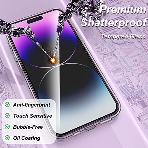 YMHML [5 em 1] Compatível para o iPhone 14 Pro Max Case, com 2 pacote protetor de tela de vidro temperado+ 2 protetor