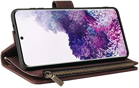 Caice de carteira QLTYPRI para Samsung Galaxy S22, estojo de bolso premium de couro vintage PU com zíper com slots de