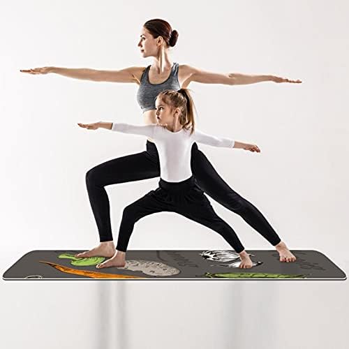 Exercício e fitness de espessura não deslizante 1/4 tapete de ioga com legumes coloridos rabiscos estampe