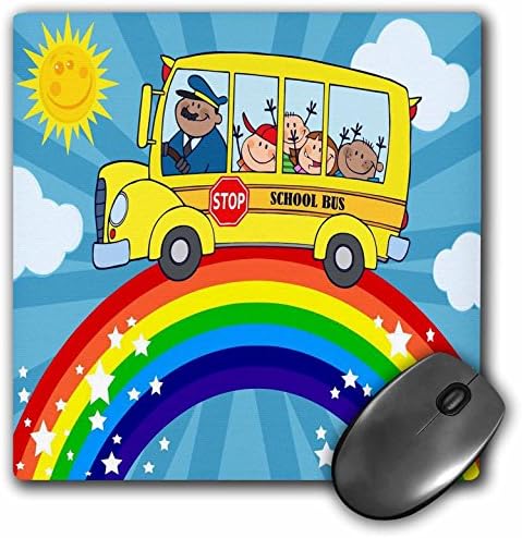3drose LLC 8 x 8 x 0,25 polegadas Mouse pad, ônibus escolar arco -íris