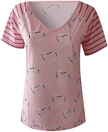 Ladies Summer Tops Trendy Stripe Floral Heart Impresso Patchwork