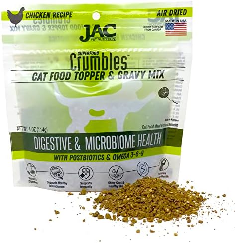 Jac Cat Food Topper Superfood-Toppers de comida de gato, Boost de nutrição de molho de comida de gato para gatos com pós-bióticos, taurina, Omega 3-6-9, feitos nos EUA