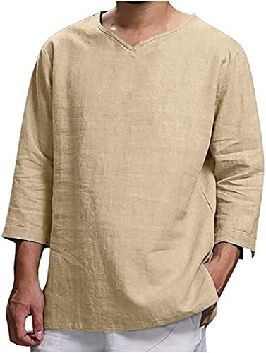 Sinzelimin recém-tops para linho de algodão masculino de algodão solto de cor sólida cor de cor de mangas compridas de manga longa