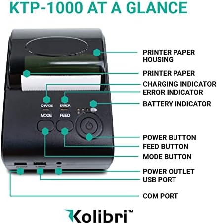Impressora térmica portátil de Kolibri com 90 mm por segunda velocidade, o cabo USB e RJ232 estão incluídos - Bill Counter Printer