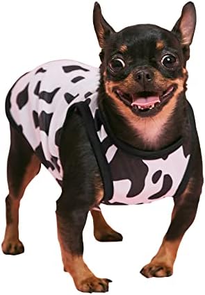 Qwinee cão camisa tanque colete de vaca de gato roupas de cachorro para cachorros pequenos cães médios, vestuário de gato
