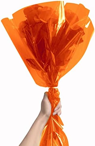 Tickjoy 200 pés laranja celofane rolo, celofane colorido embrulhada de celofane transparente laranja para cestas de presentes,