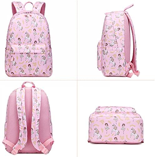 Mochila Kids Fancbiya para meninas Backpack School Backpack Livro de livros Set com lancheira…