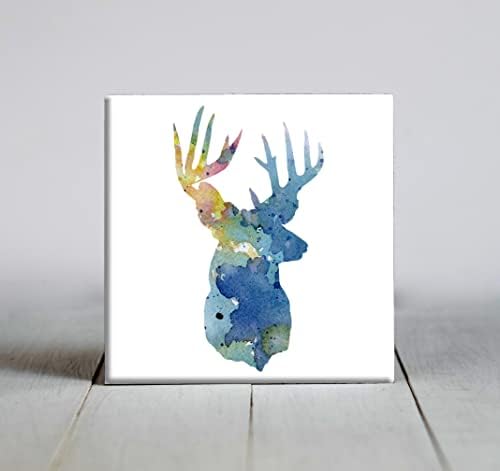 Azul abstrato de veado de cervo aquarela de arte decorativa