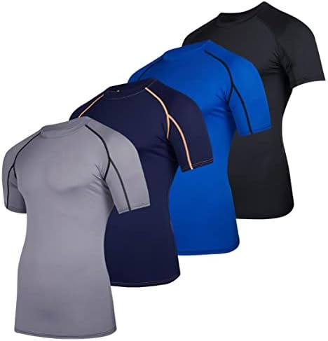 4 pacote: camisa de compressão curta de manga curta