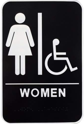 Hillman 844150 Sinal de banheiro deficientes femininos com braille, 6 polegadas x 9 polegadas