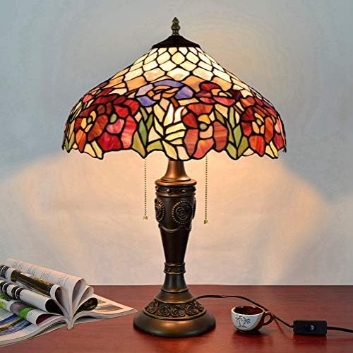 Zsblxhhjd tiffany lumbo de mesa criativo decorar lótus de lótus de ferro lâmpada de mesa de vidro 40 cm da sala de estar de