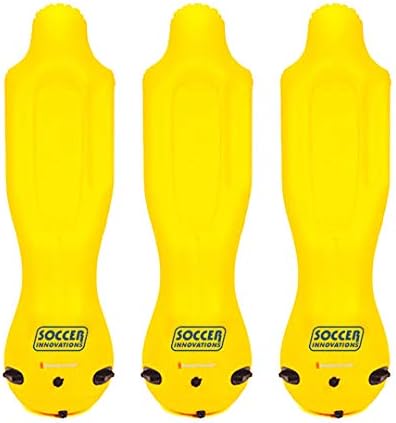 Inovações de futebol zagueiro portátil inflável com bomba, um conjunto de 3 pés de 3 polegadas, amarelo, 3