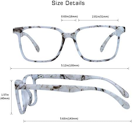 VisionGlobal Blue Light Blocking Glasses para mulheres/homens, anti -falhas, óculos de leitura de computador, quadro quadrado elegante, anti -brilho