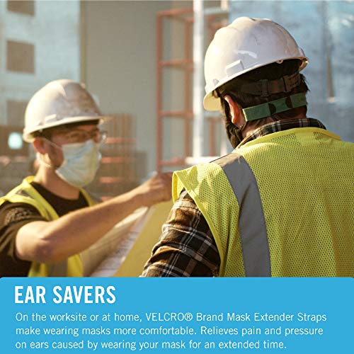 Velcro Marca Face Mask Extender tiras 4pk preto, 12 ”x 1” de poupadores de ouvido confortáveis ​​e ajustáveis, VEL-30084-USA