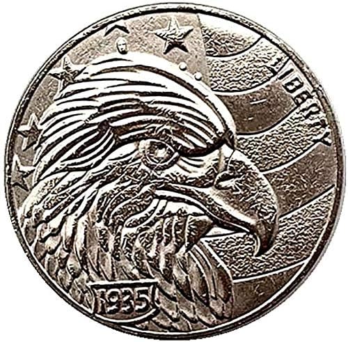 1935 Moeda de moeda errante Animal Animal Eagle Antique Copper e Silver Medal Collectible Coin Craft Moed