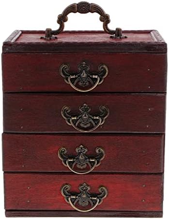 Quul Antique 4 camadas Caixa de caixa de armazenamento Tesouro Artes de madeira Artesas de arte de madeira Antigo