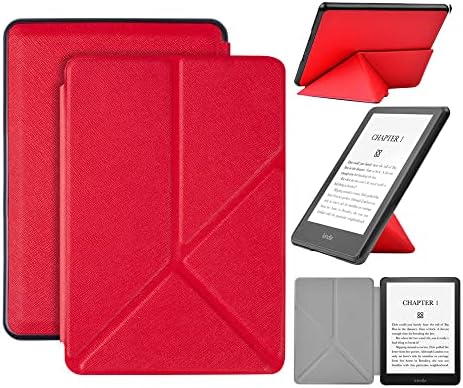 Caso Red Fghanba para Kindle Paperwhite 6.8 , tampa de tecido premium com despertar automático/sono e ângulos de visualização