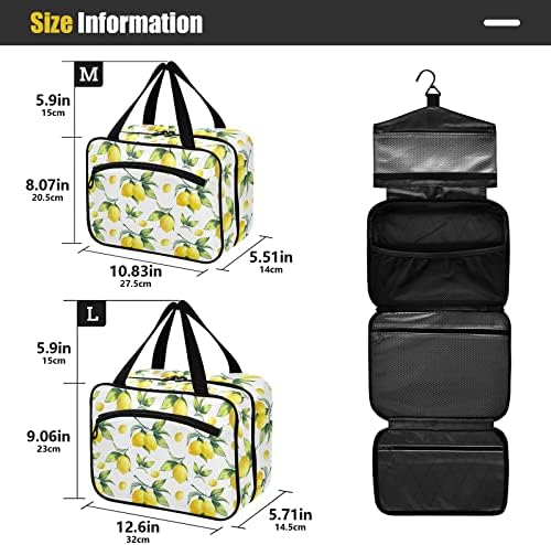 Sacos de cosméticos pendurados em limão para mulheres Bolsa de higiene pessoal de viagens de viagem grande e à prova d'água