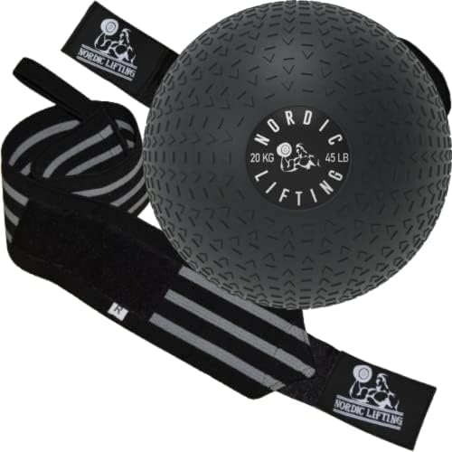 Lifting nórdico Super Pesquisa de punho de serviço pesado - pacote cinza preto com bola slam - 10 lbs