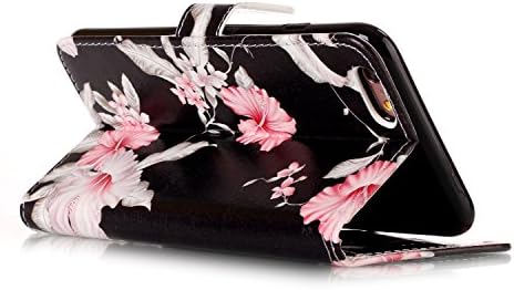 Capa de supwall para iPhone 6s Wallet Case com porta -cartas, PU Leather Flip Slots Slots de mármore Caixa floral Caixa de fólio à prova de choque - Rhododendron