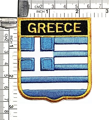 Kleenplus 2pcs. 2,6x2,3 polegadas. Grécia Bandeira Bandeira Bordada Ferro Bordado em Sew On Nacional Emblem Patch Squa Squance