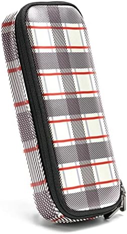 Caixa de lápis Guerotkr, bolsa de lápis, capa de caneta, bolsa de caneta, bolsa de lápis pequena, padrão de listras xadrez cinza