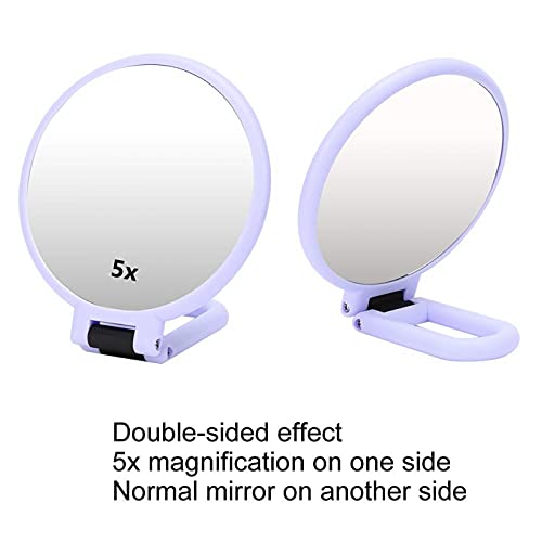 5x GROGAÇÃO DOBRILHAÇÃO Ajustável Espelho cosmético Espelho portátil Espelho de maquiagem Mesa de mão Mesa de mão Top Vanity Compact Compact Requintado Design Adequado para Uso de Viagem em Casa