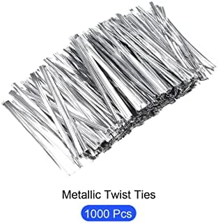 Metallixity Metallic Twist lances 1000pcs, laços de torção de bolsas reutilizáveis ​​de plástico - para violoncelão