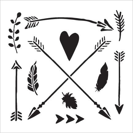 Arrows e símbolos da floresta estêncil por Studior12 | Berçário de bricolage | Decoração da natureza | Animal | Decoração de casa artesanal | Modelo Mylar reutilizável | Paint Wood Sign - Selecione Tamanho