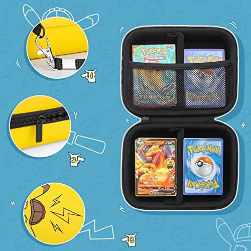 Yinke Cartão de Pokémon compatível com estojo Yinke, porta -folhas de cartões, presentes para meninos seguram até 720 cartões caixas portáteis de tampa de viagem Bolsa de armazenamento