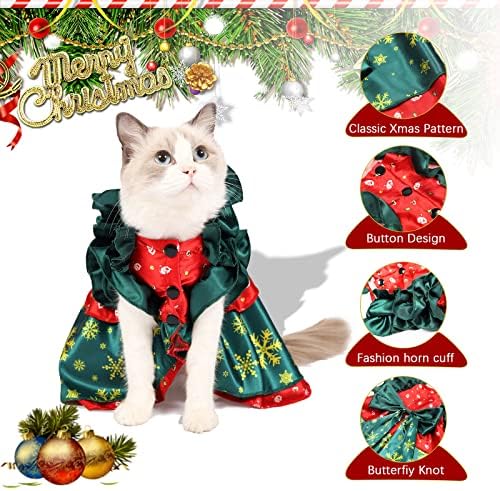 Roupa de gato de Natal do Hipetime, roupas de Natal para animais de estimação, vestidos de neve estampados no festival de animais de