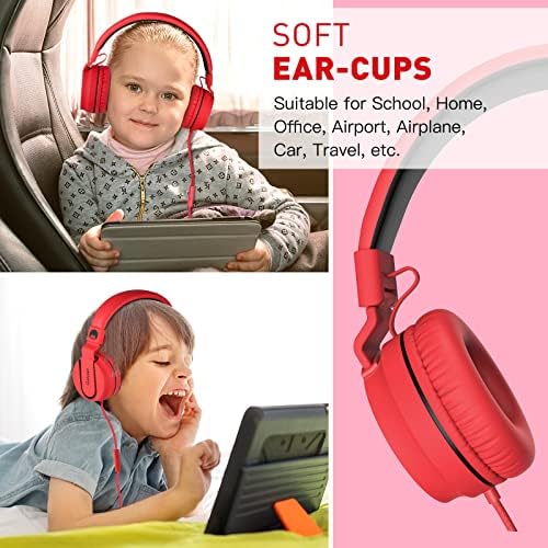fones de ouvido Rockpapa 950 com microfone para crianças para computador escolar, fones de ouvido na orelha conectados
