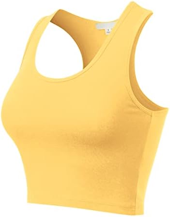 MixMatchy Feminino de algodão feminino Basic Basic Racerback Sports Crop Crop Top