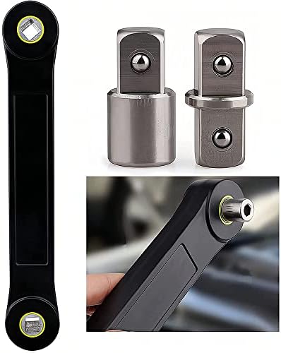 Chave de extensão ajustável universal mcftvun, chave de torque manual multifuncional com adaptadores adaptadores 3/8 e 1/4