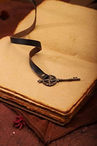 Diário de couro vintage marrom escuro - Jornal antigo de couro artesanal com papel de borda de deckle antiquado -