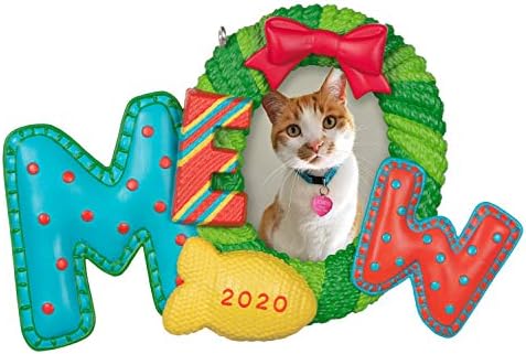 Ornamento de lembrança da Hallmark 2020 Datido de ano, mieowy christmas Cat Photo Frame
