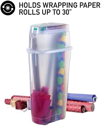 Rubbermaid Wrap n 'Craft, recipiente de armazenamento de plástico para embalagem e suprimentos de artesanato, se encaixa em até 20 rolos