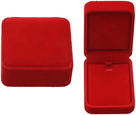 Slsfjlkj Jóias de casamento Caixa de armazenamento de jóias vermelhas Brincos de anel de veludo vermelho Caixa de presente de armazenamento