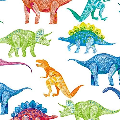 Dinosaur Doodles Presente de papel de embrulho Folha plana - 24 x 6 '