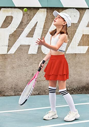 Arshiner Girl's Sport Shairs com shorts Athletic Performance Pleated Skort com bolsos para golfe, tênis, corrida, 4T-13