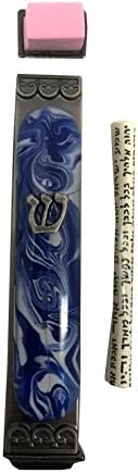 Tamara Baskin Art Glass Mezuzah, Easy Mount Mount Indoor Or Outdoor Proove Case Metal Case Box e Roll não-Kosher incluídos