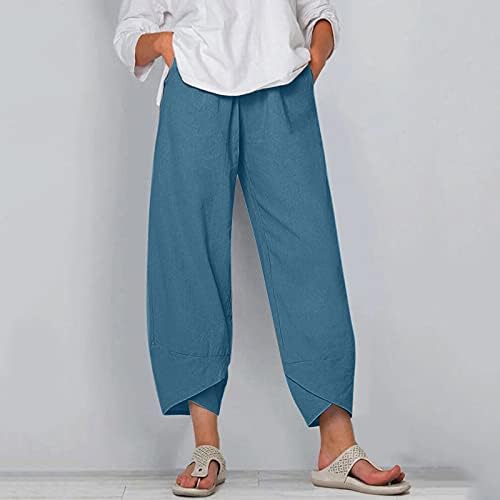 Calças Capri para mulheres Capri Capri Baggy Pants casuais calças compridas calças largas de perna larga