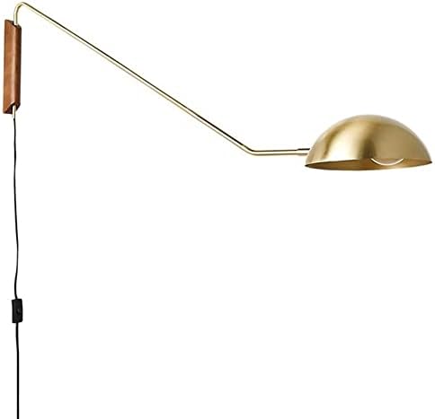 Jadssox pós -moderno swing sconce plug na parede de cabeceira de metal leve, luminária de montagem de parede preta rotativa