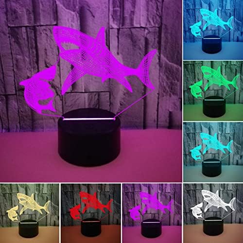 Coisas para levar seu namorado para o dia dos namorados tubarão 3D Light Colorful Touched Touched 3D LED Small Night Gift Decoration